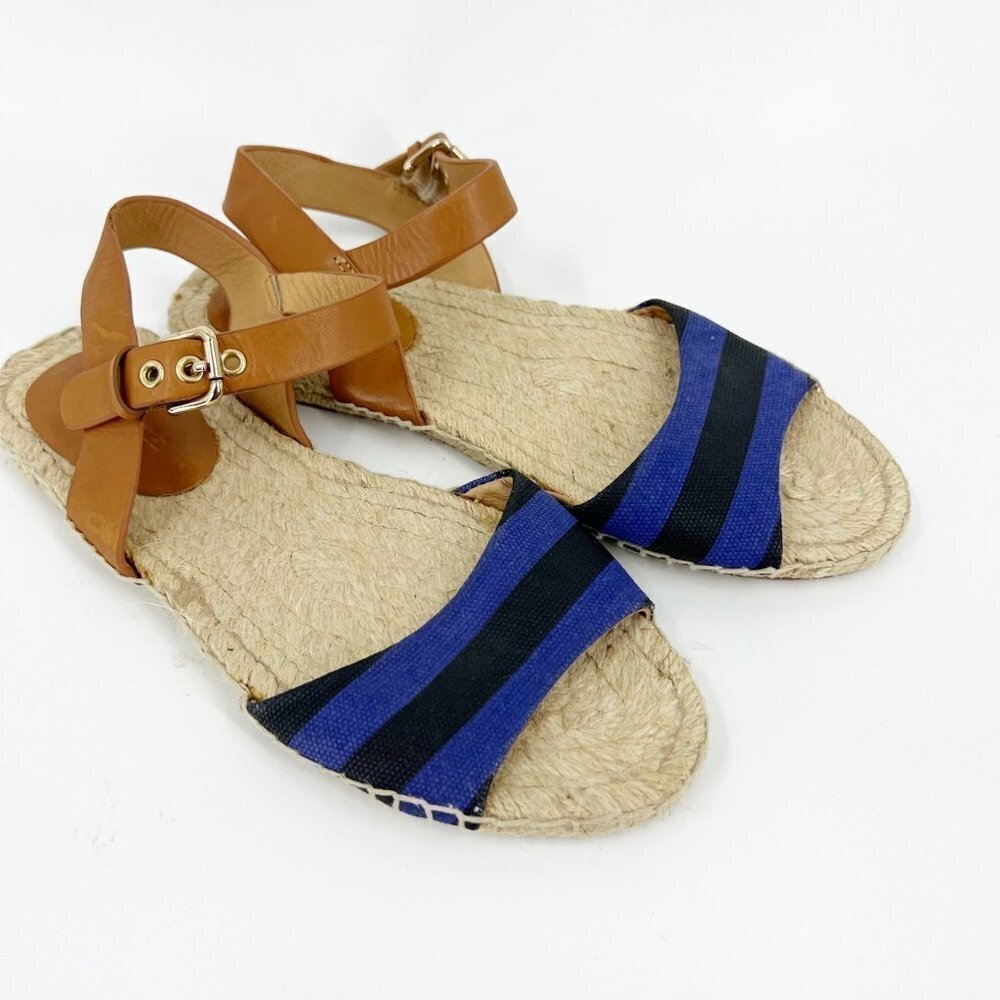 ✅ COACH NWOT Reena Getaway Cabana Espadrille Sandals Lacquer Blue-Black SIZE 7.5